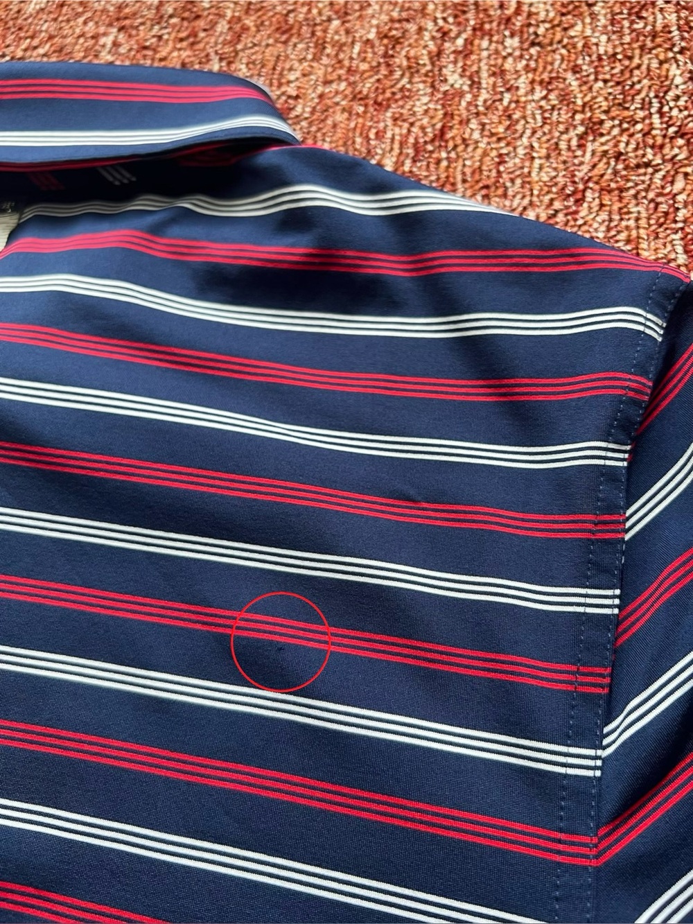 Men's Vineyard Vines Perfomance Polo Shirt: Navy with Red/white Stripes - XS - Picture 5 of 9